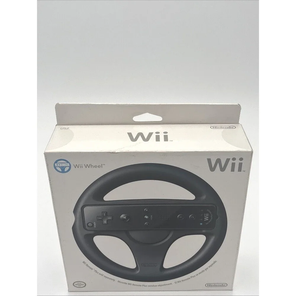 Nintendo Wii Black Wheel Complete in Box CIB Sealed NEW